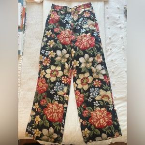Zara floral print wide leg pants